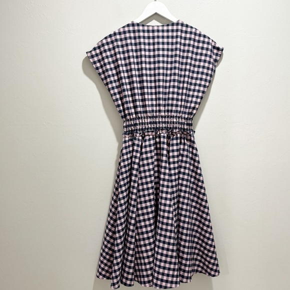 TIFFI Women’s Pink Blue Gingham Check Fit & Flare Short Sleeve Dress Size Small - Picture 2 of 9